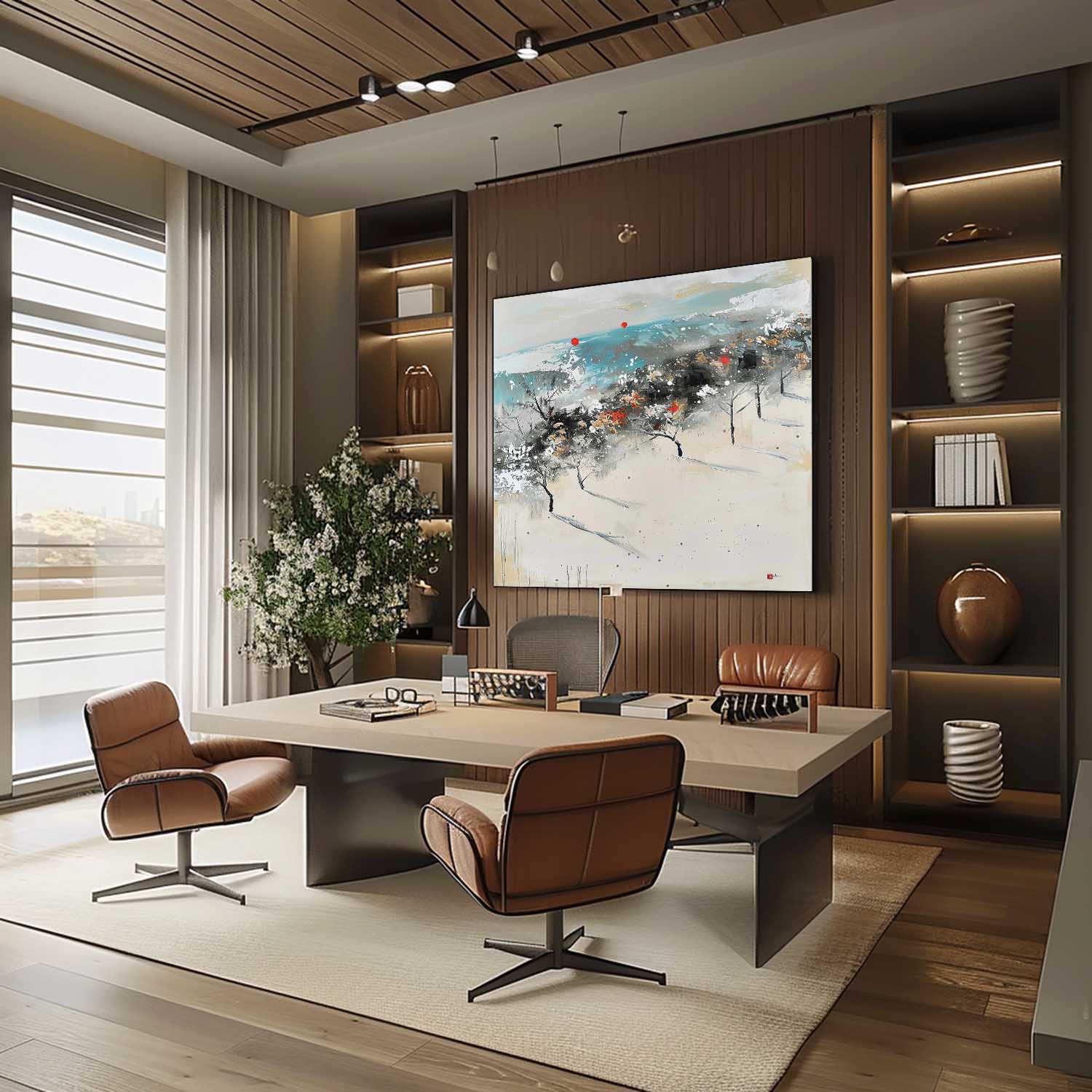 Wall Art Winter Landscape Trees Abstraction Soft