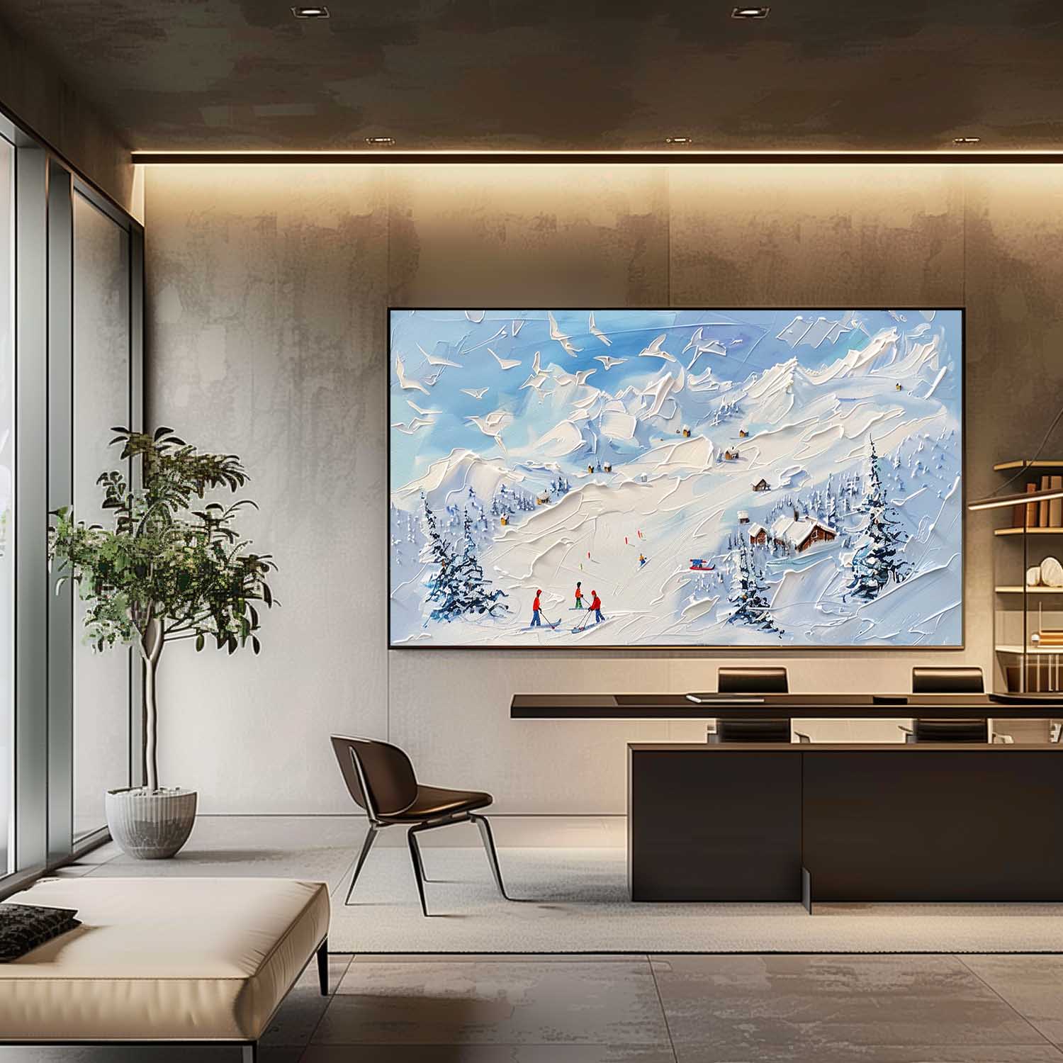 Wall Art Panoramic Impressionist Ski Resort