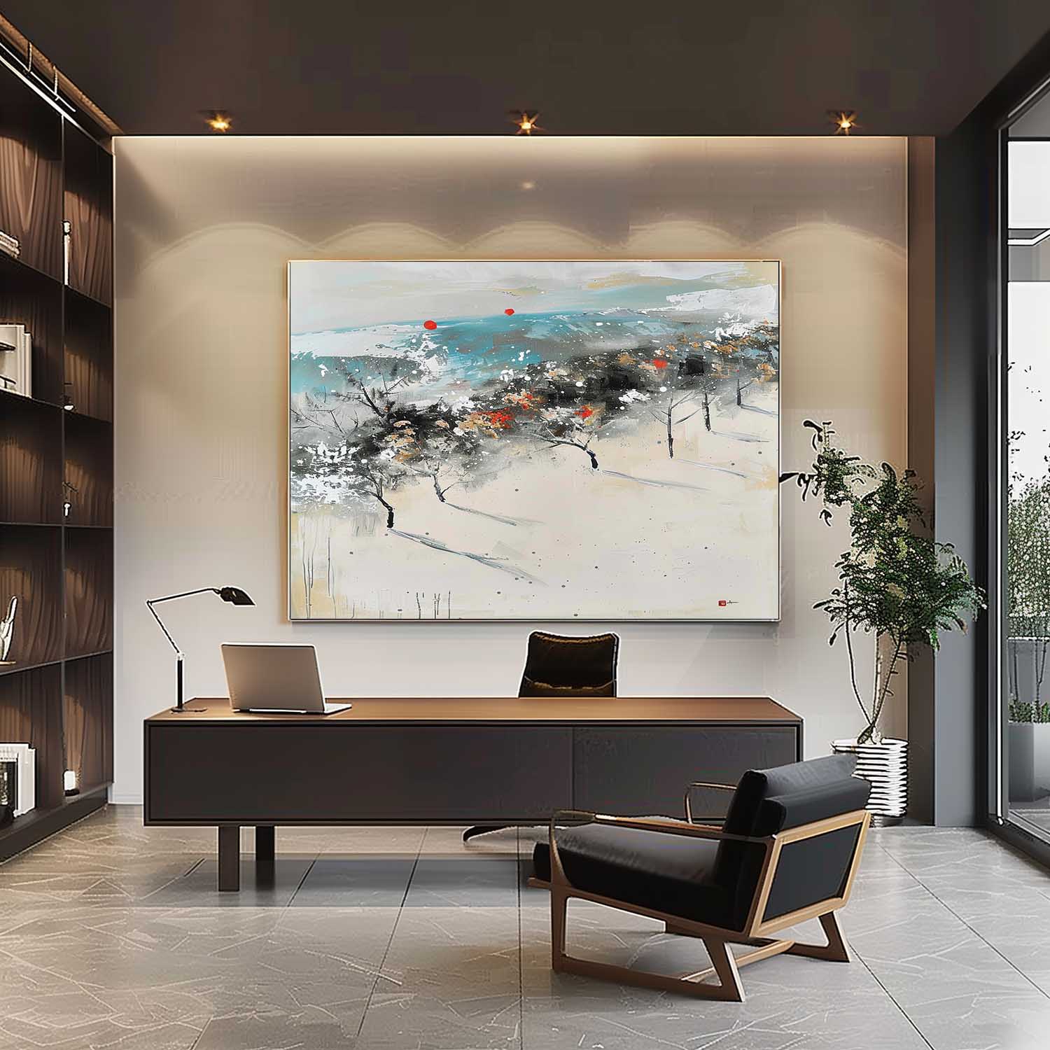 Wall Art Winter Landscape Trees Abstraction Soft