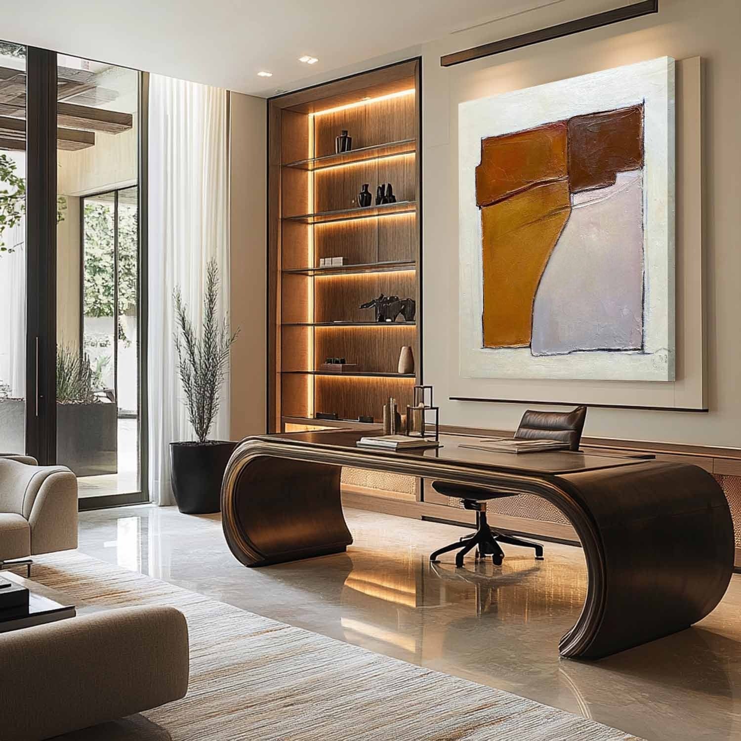 Wall Art Abstract Block Warm Tones