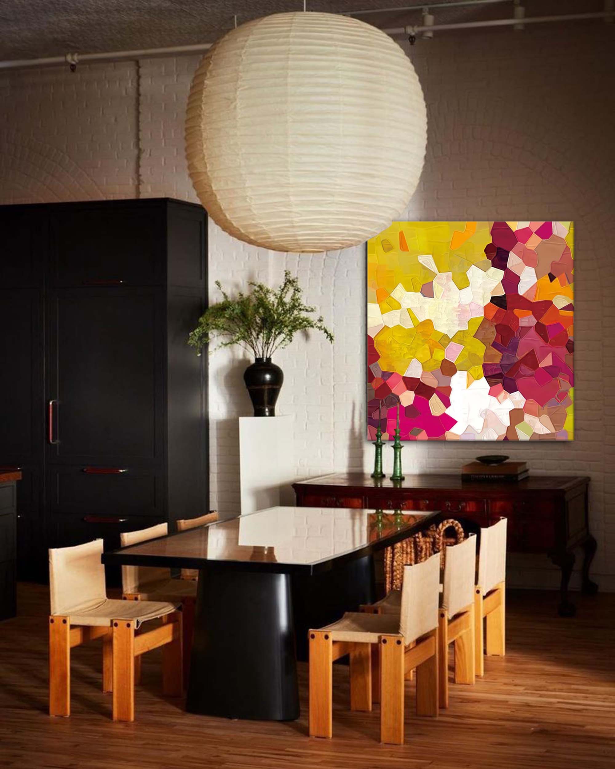 Wall Art Colorful Abstract Impasto Playful