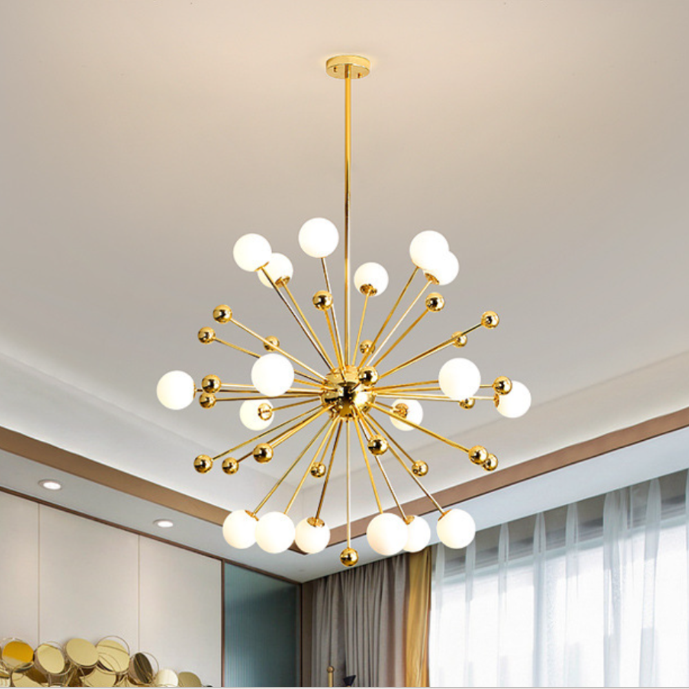Silva Modern LED Chandelier Gold Glass Living/Dining Room/Bedroom - Neutralighting