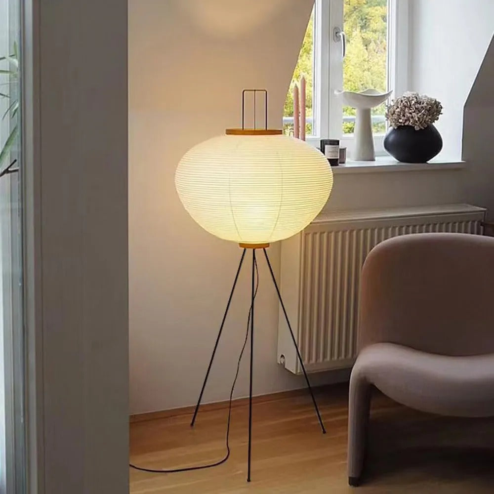 Renée Minimalist Tripod Lantern Paper Floor Lamp, White - Neutralighting