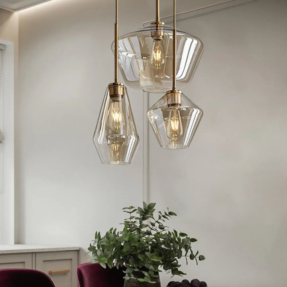 June Pendant Light Glass, Clear/Amber Diamond shape - Neutralighting