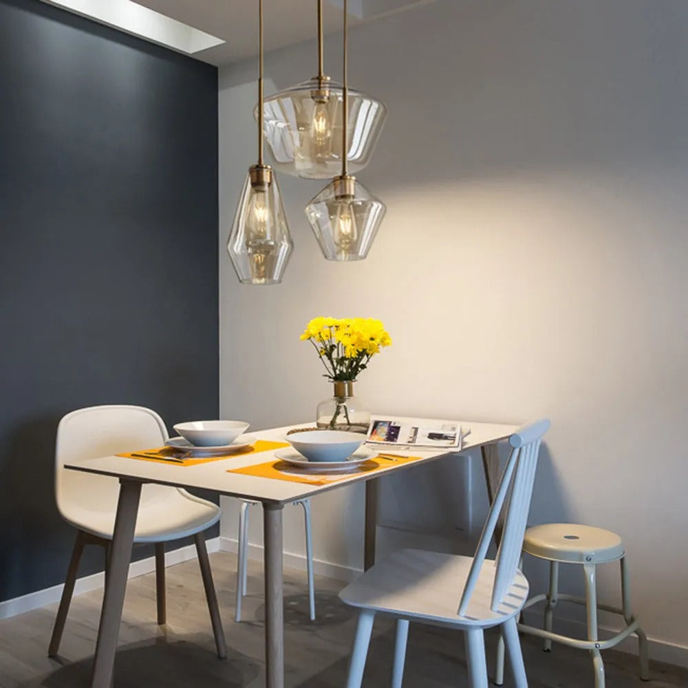 June Pendant Light Glass, Clear/Amber Diamond shape - Neutralighting