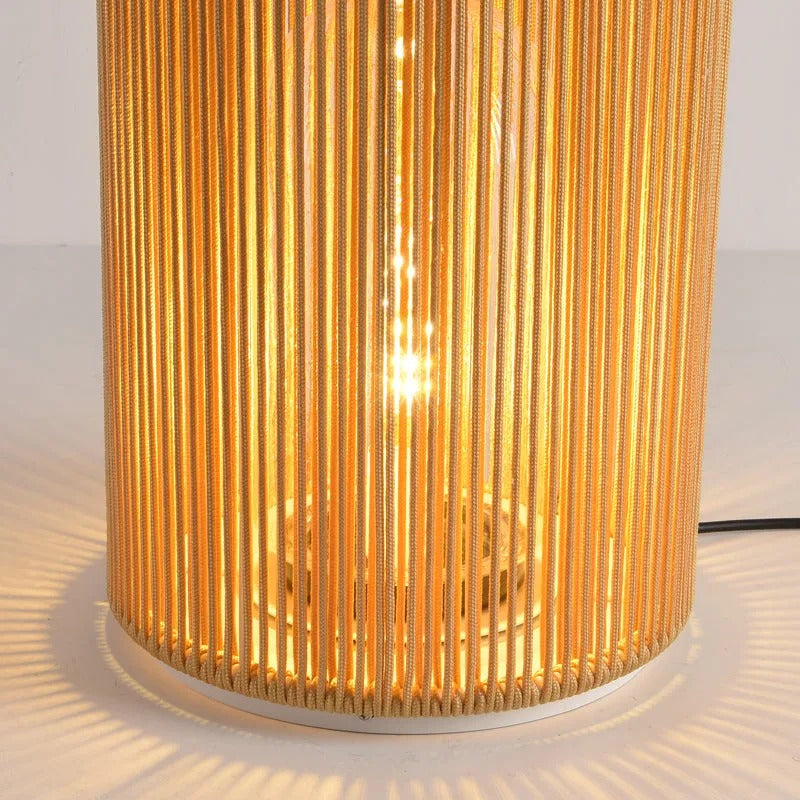 Ray Retro Metal/Rattan Floor Lamp, Hardwired/Solar/LED, Outdoor - Neutralighting