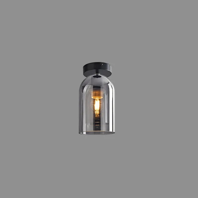 Valentina Modern Cylinder Semi-Flush Mount Clear Glass Ceiling Light, Cognac/Grey - Neutralighting