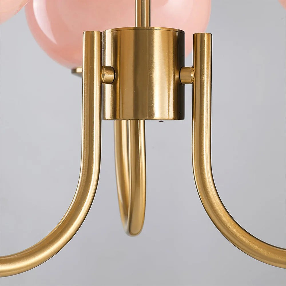 Valentina Retro Art Deco Globe Chandelier, White/Pink/Beige - Neutralighting