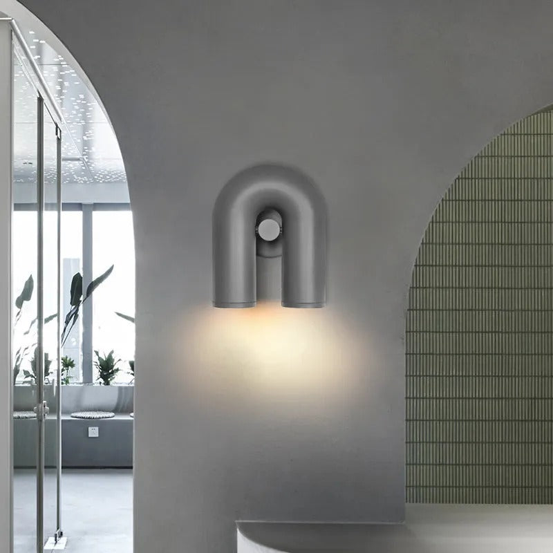 Arisha Wall Lamp U-shaped Design LED Metal, Black/Blue/Gray/Red, Bedroom - Neutralighting