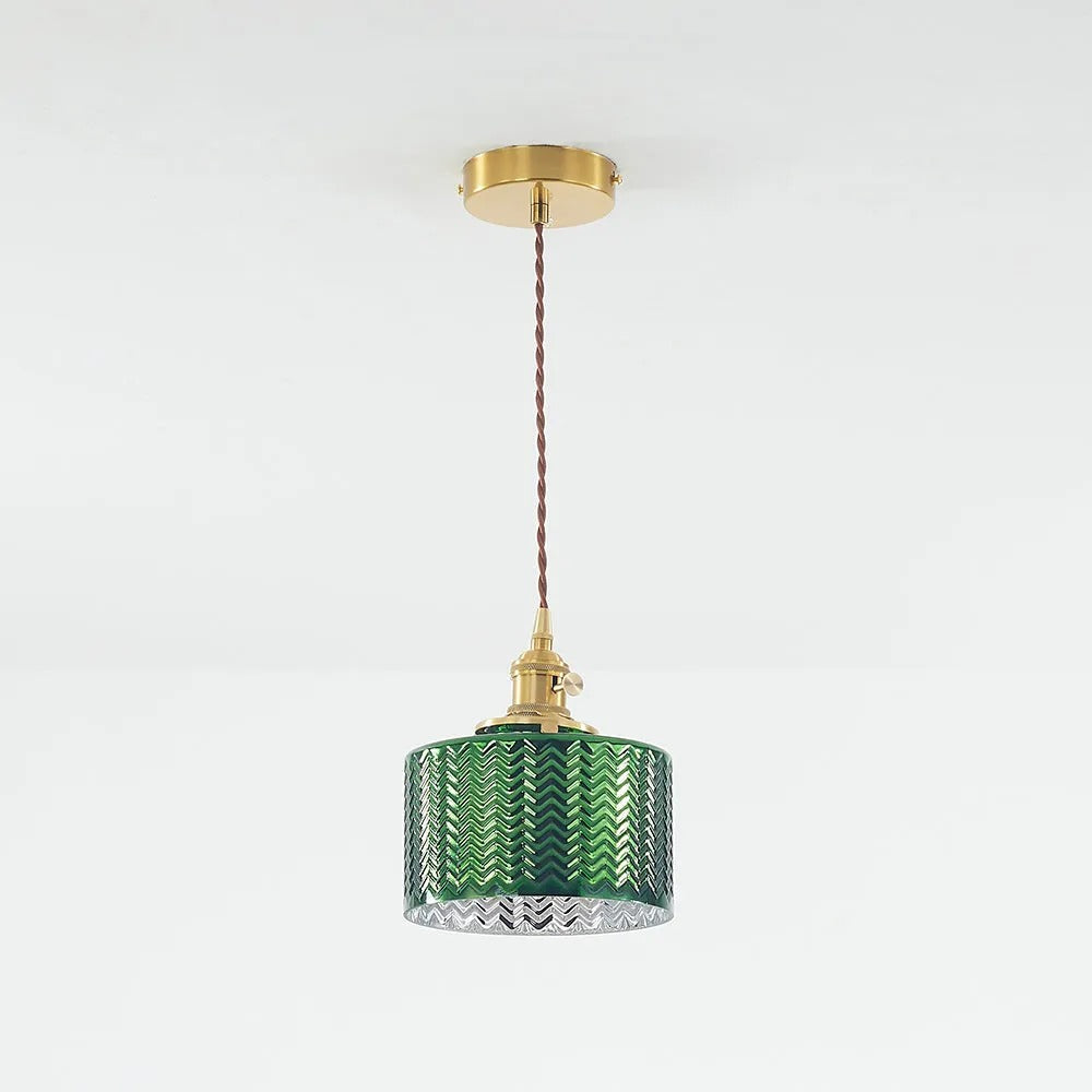 Valentina Retro LED Pendant Light Metal Green Glass Dining Room - Neutralighting