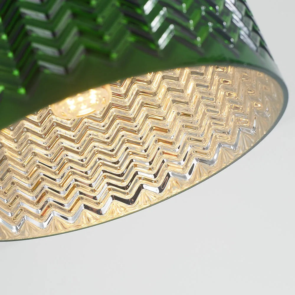 Valentina Retro LED Pendant Light Metal Green Glass Dining Room - Neutralighting