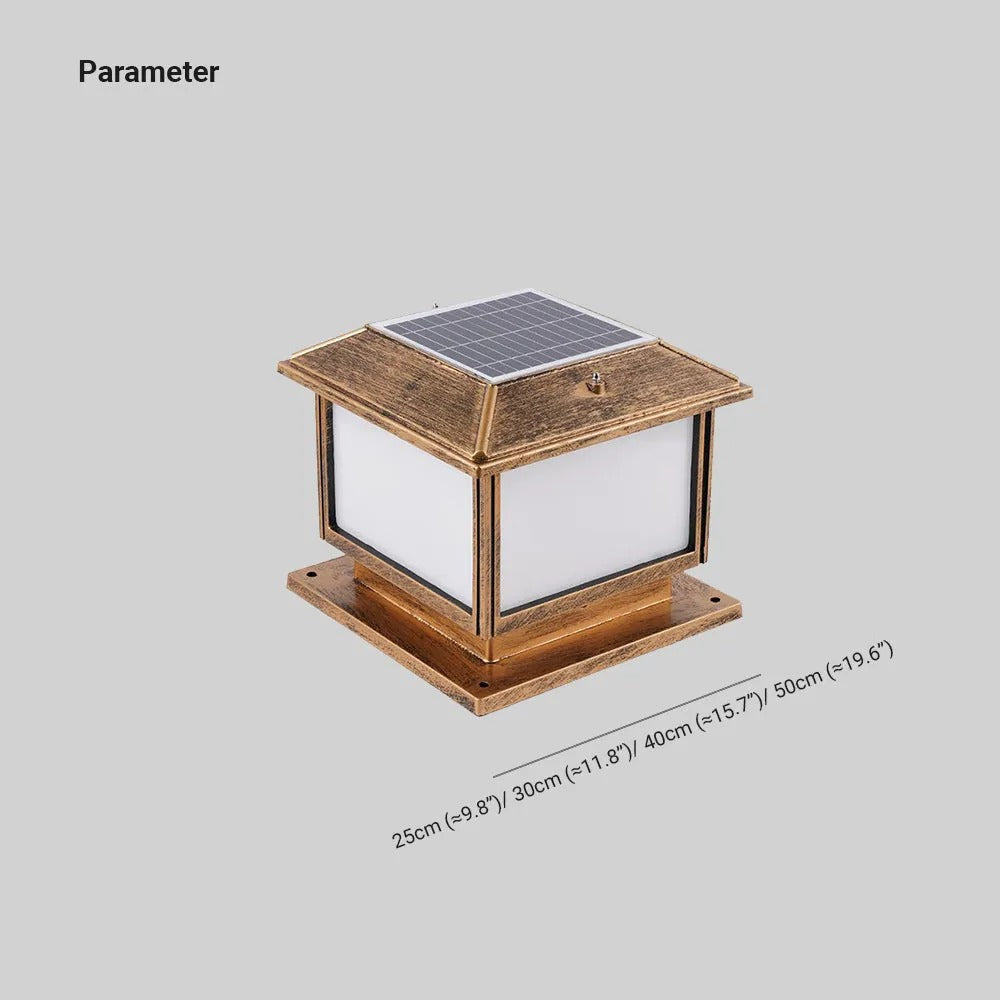 Ray Vintage Rectangle Metal Outdoor Solar Lamps, Black/Bronze - Neutralighting