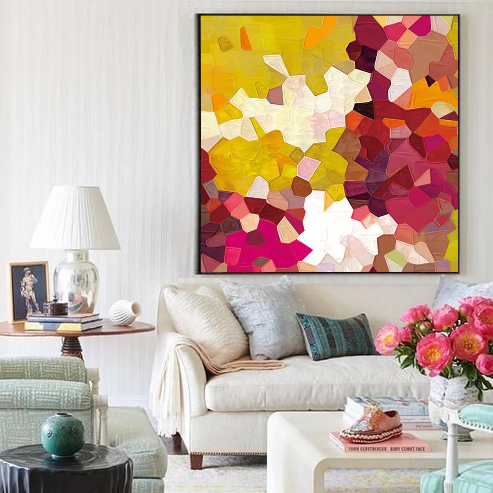 Wall Art Colorful Abstract Impasto Playful