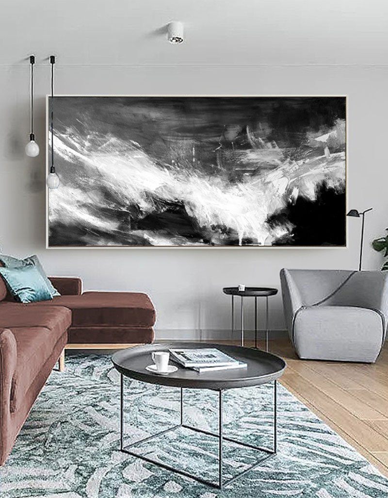 Large Black And White Abstract Painting ABAP02 - Neutralighting