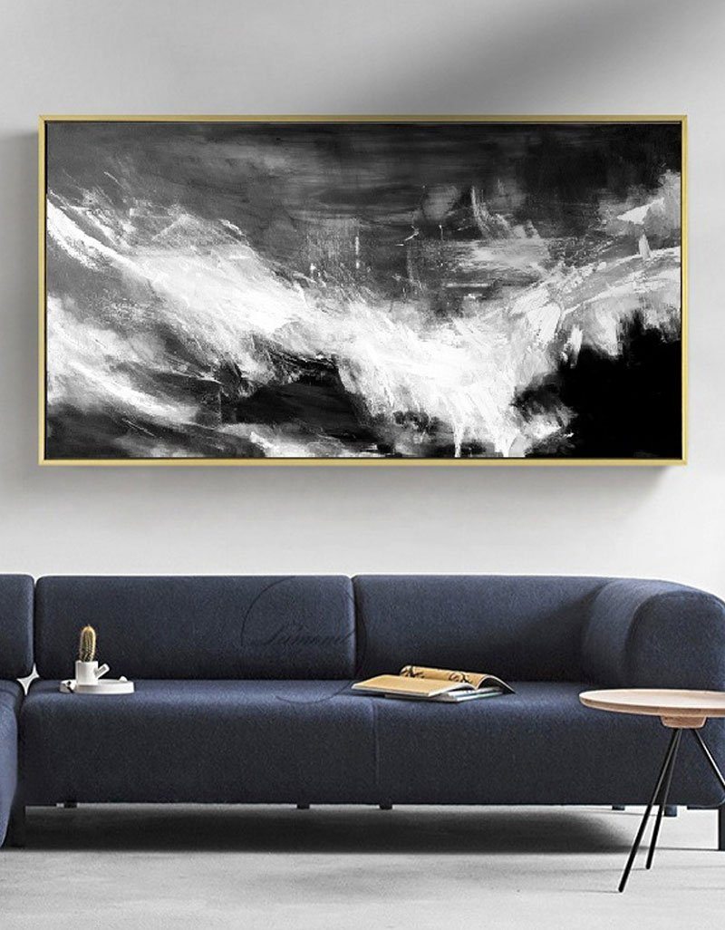 Large Black And White Abstract Painting ABAP02 - Neutralighting
