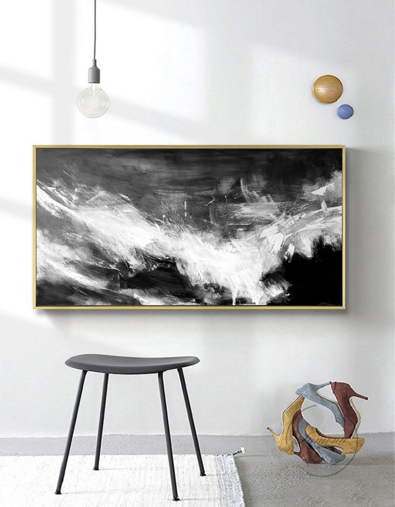 Large Black And White Abstract Painting ABAP02 - Neutralighting