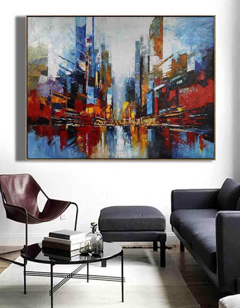 Large Abstract Urban Painting URH06 - Neutralighting