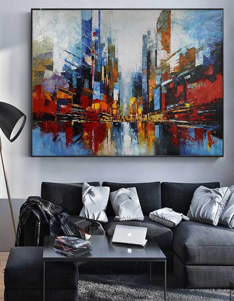 Large Abstract Urban Painting URH06 - Neutralighting
