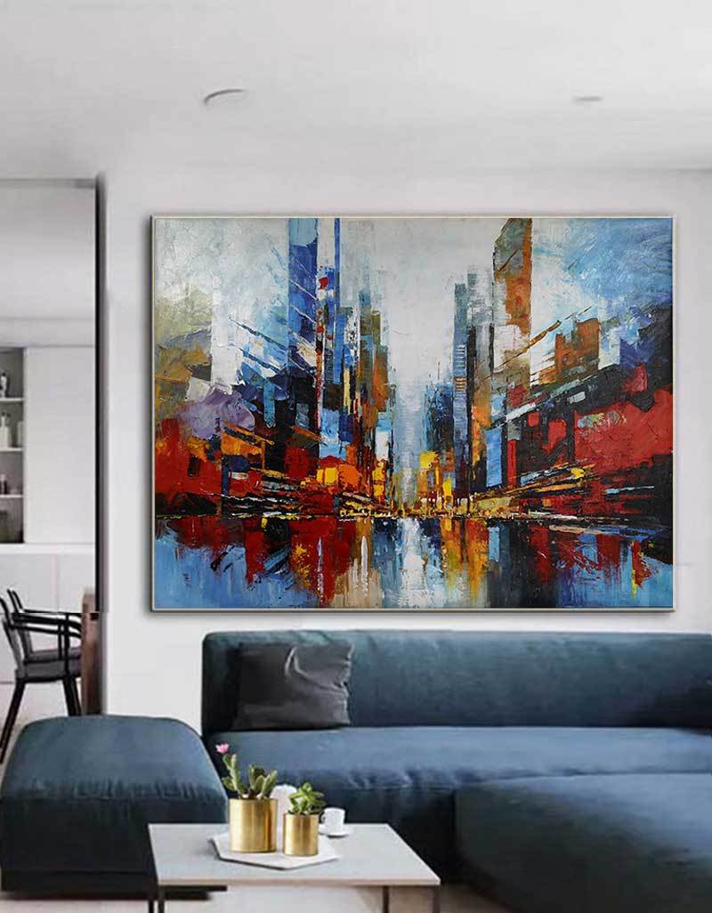 Large Abstract Urban Painting URH06 - Neutralighting