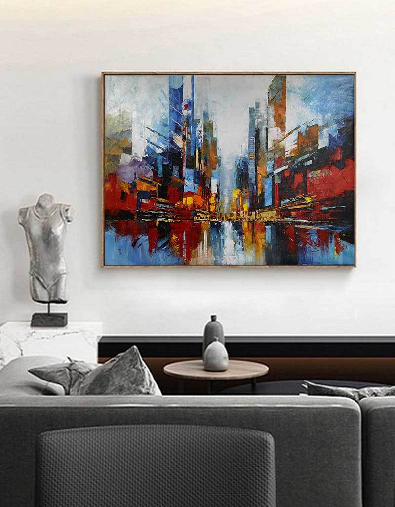 Large Abstract Urban Painting URH06 - Neutralighting