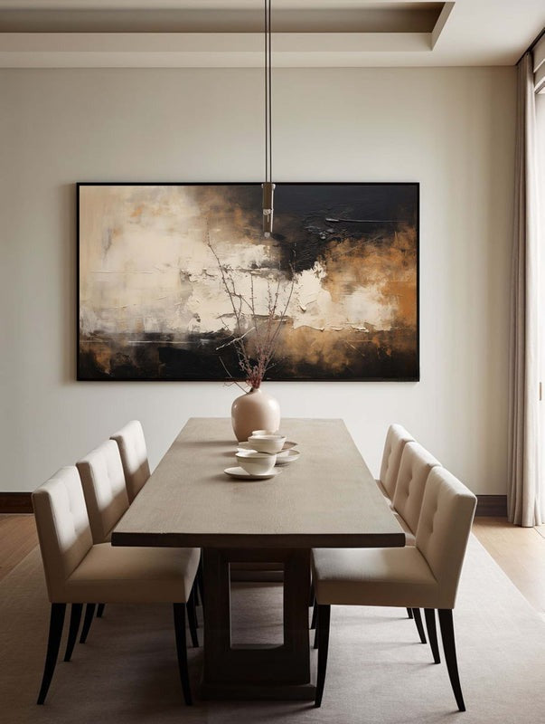 Black Beige Gold Abstract Painting