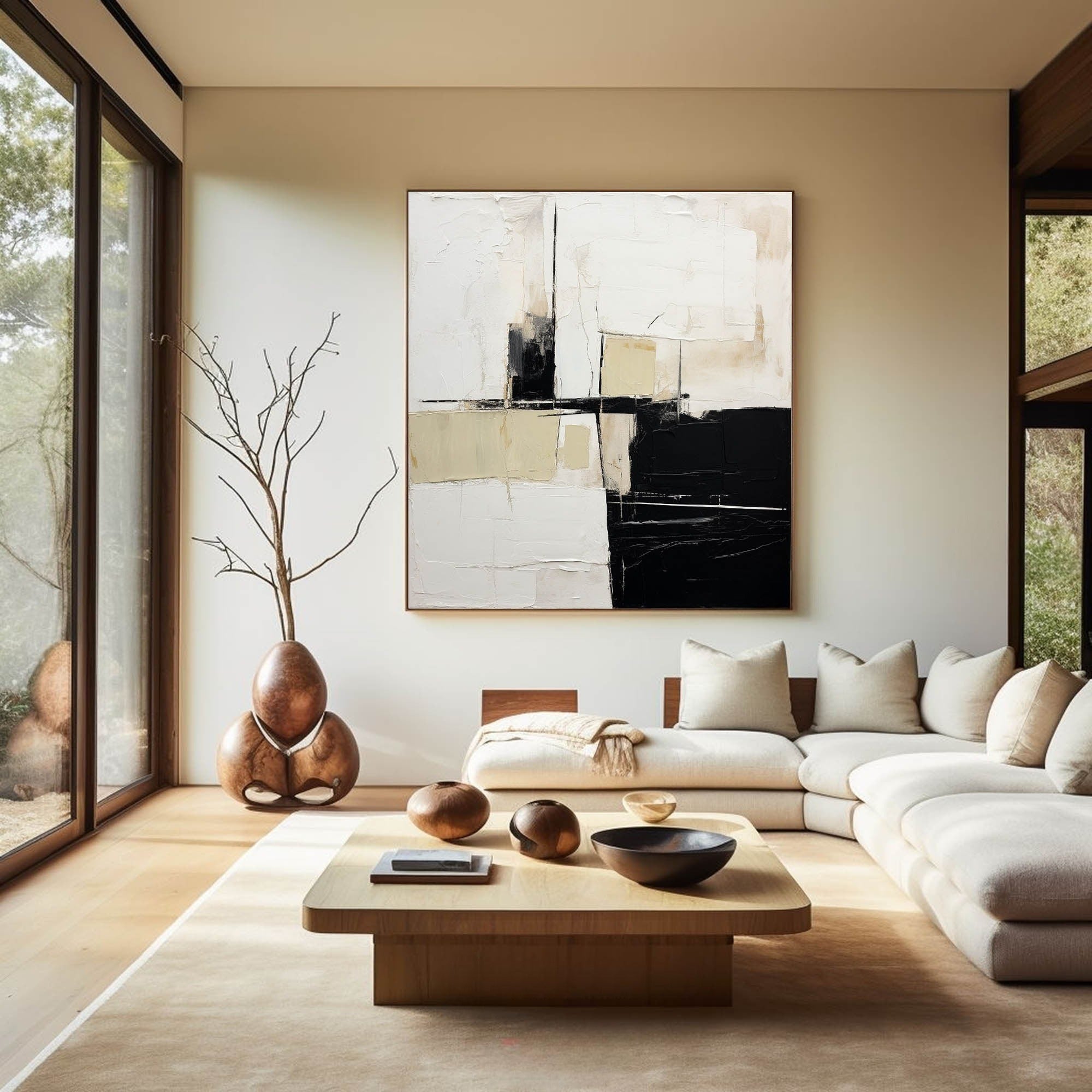 Geometric Block Neutral Canvas Wall Art
