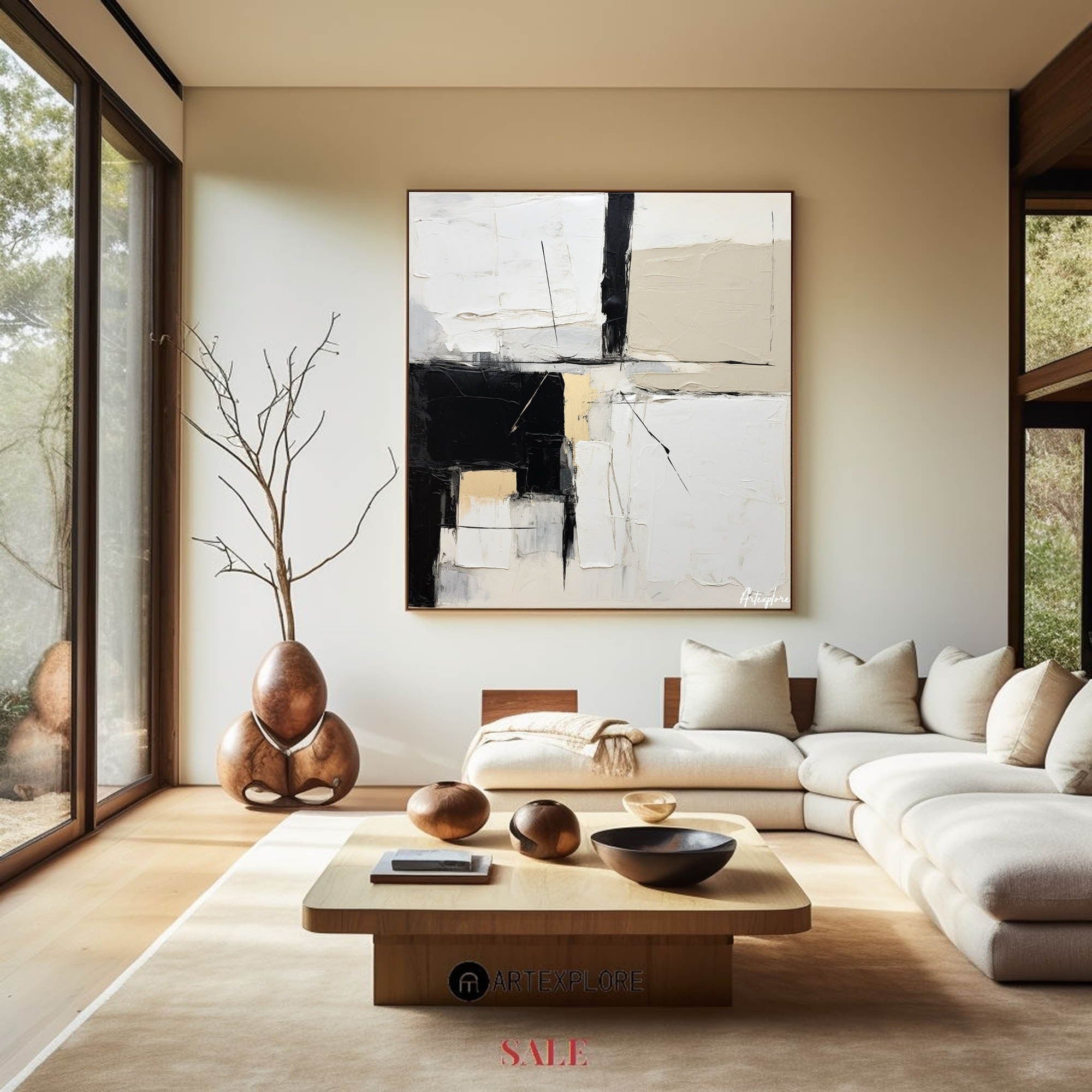 Wall Art Monochrome Architectural Grid