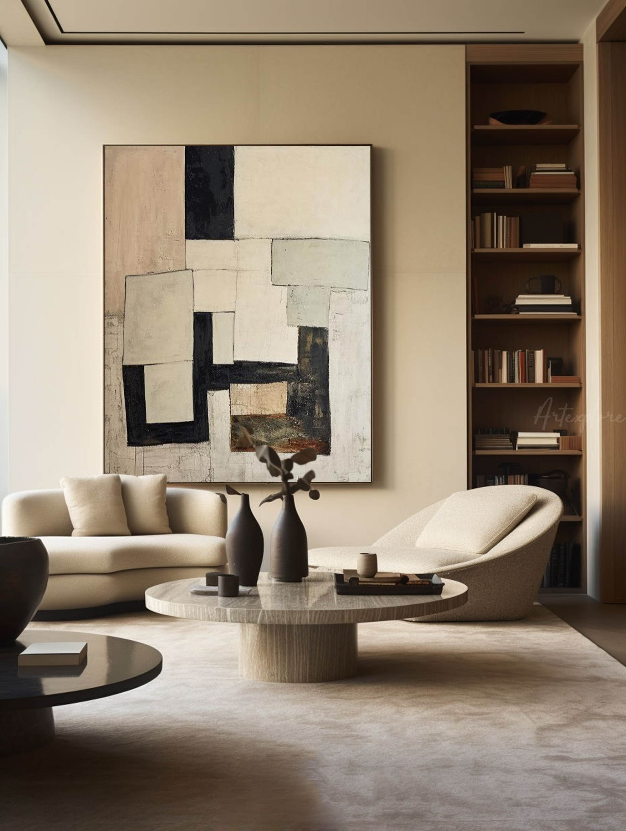 Earthy Tone Washed Abstract Canvas Art