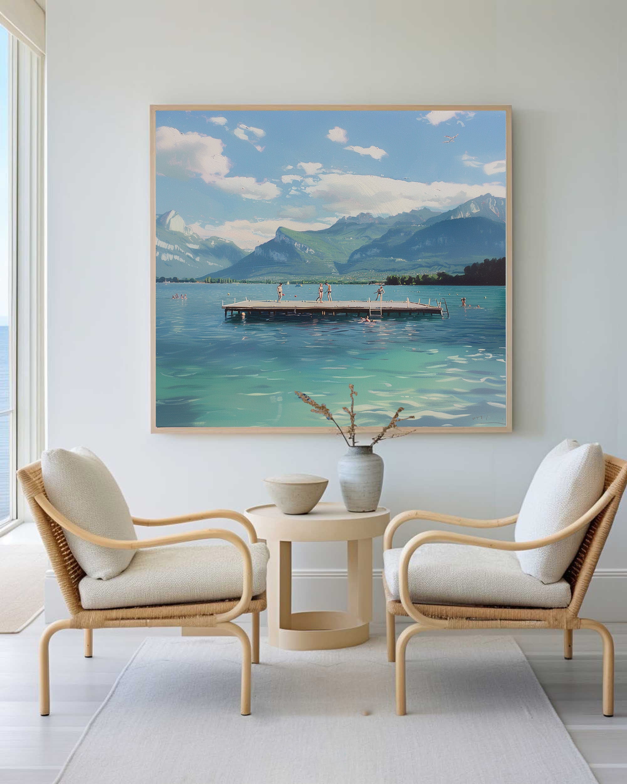Alpine Lake Dock Painting