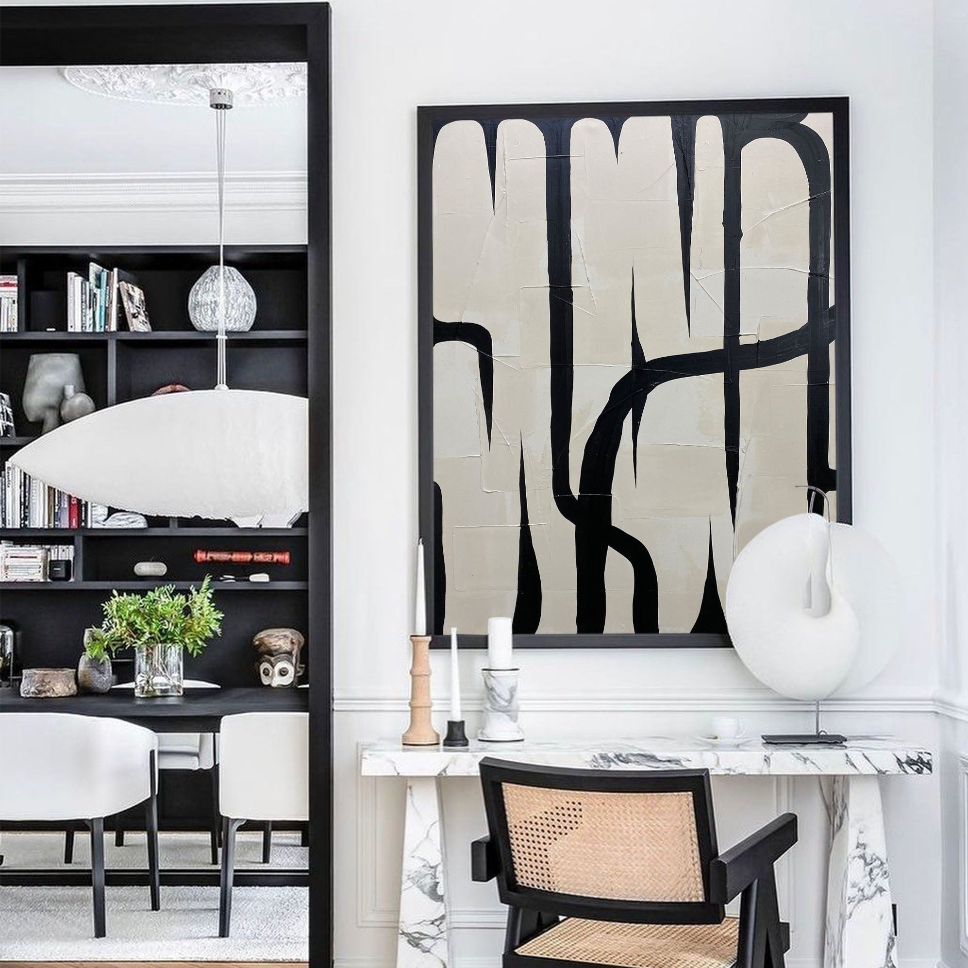 Black And White Abstract Painting ABAV273 - Neutralighting