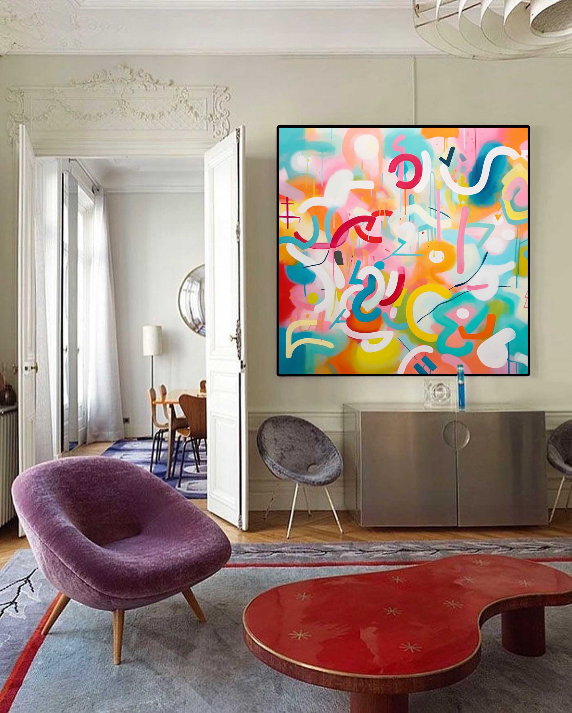 Wall Art Abstract Painterly Multicolor Artistic