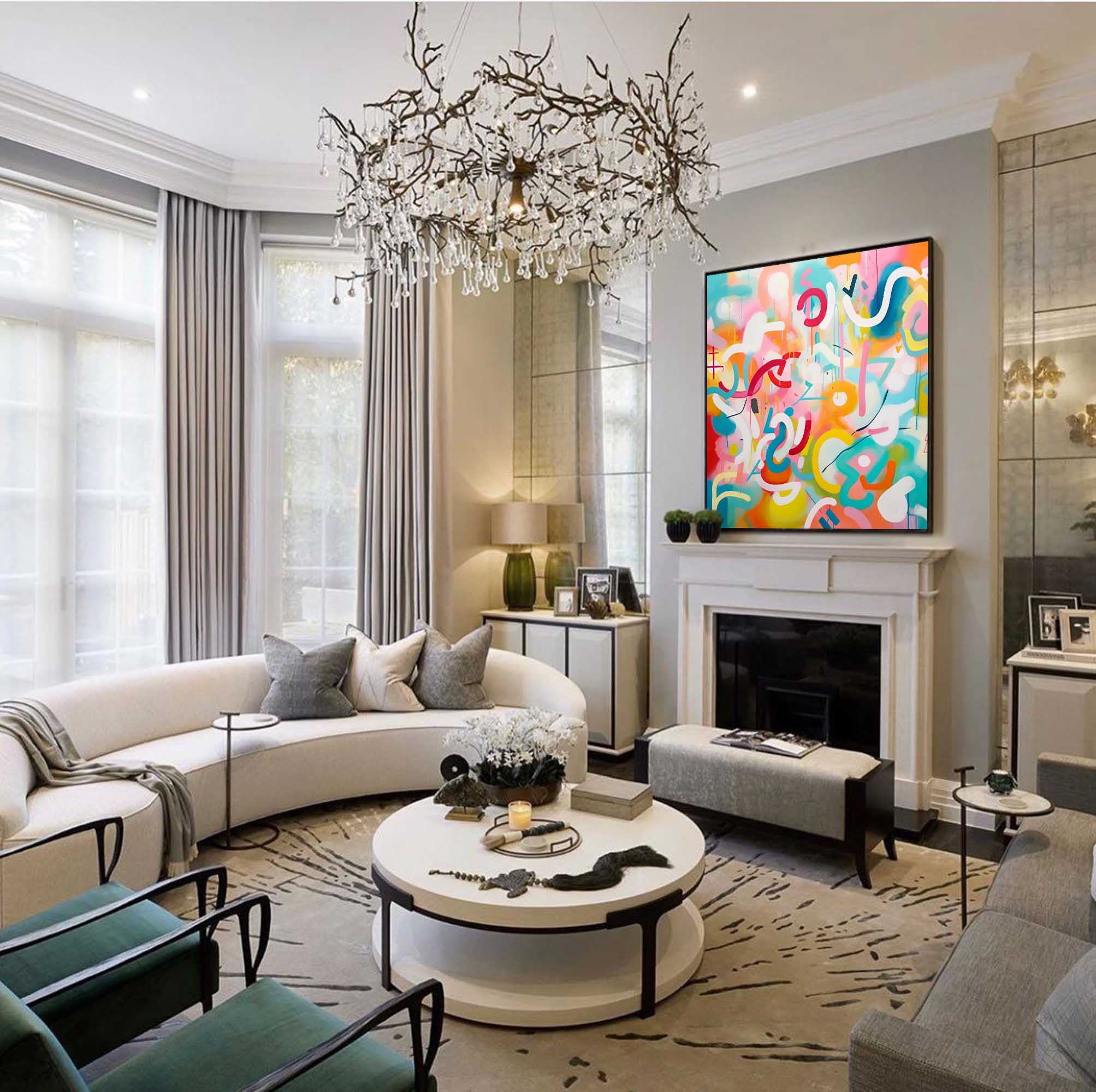 Wall Art Abstract Painterly Multicolor Artistic
