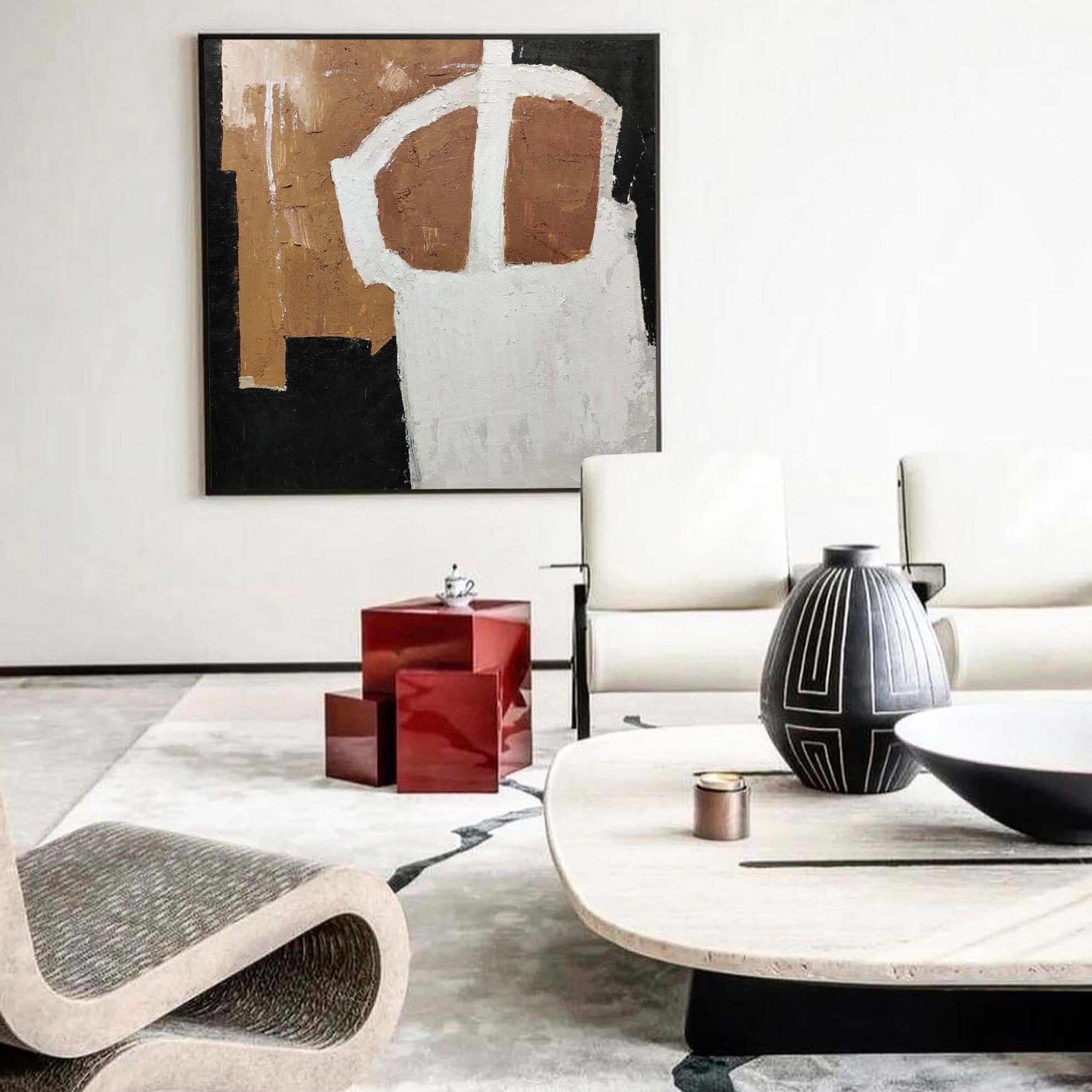 Black And Brown Minimalist Painting ABAS57 - Neutralighting