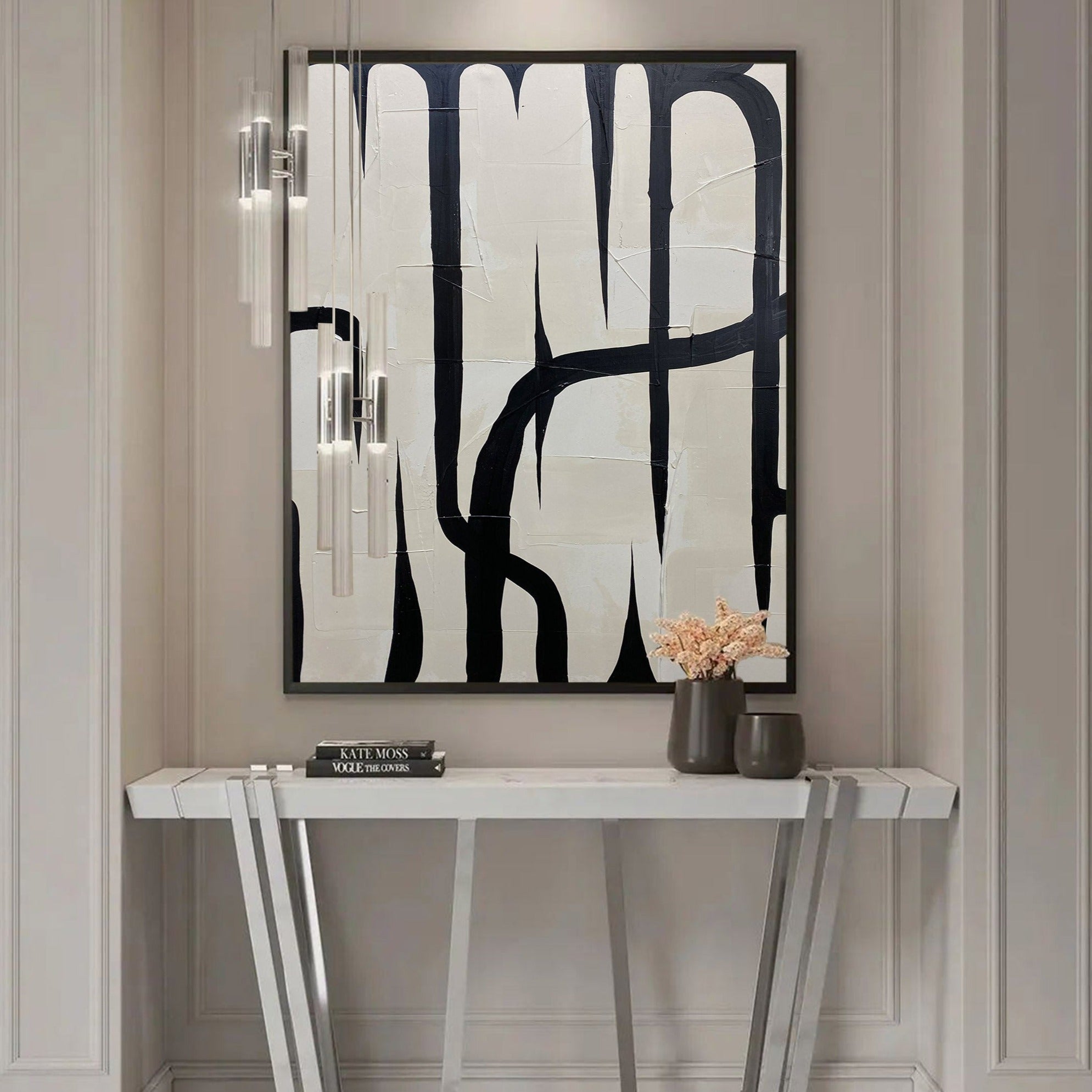 Black And White Abstract Painting ABAV273 - Neutralighting