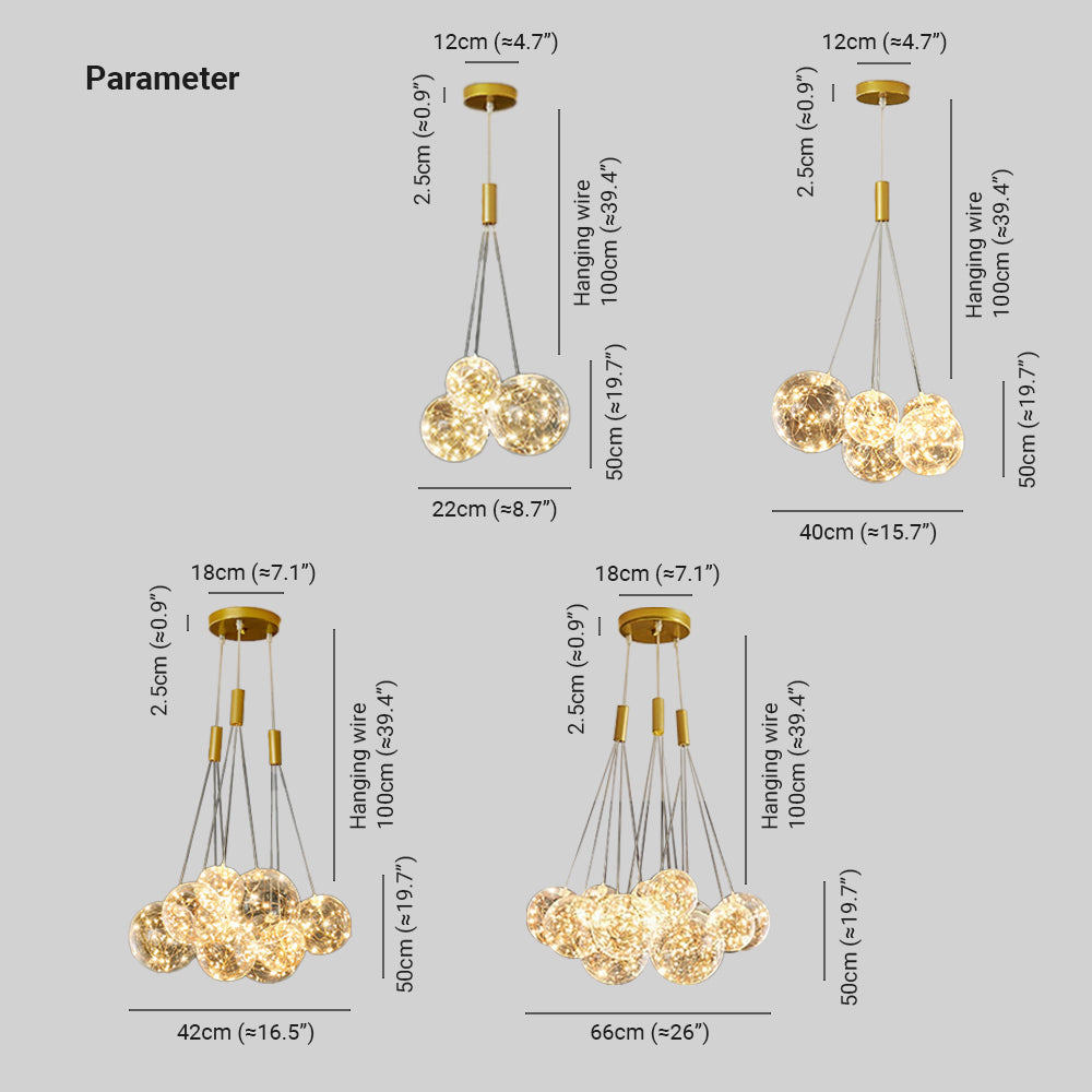 Valentina Glass Globe Bubble Pendant Light LED Stary - Neutralighting