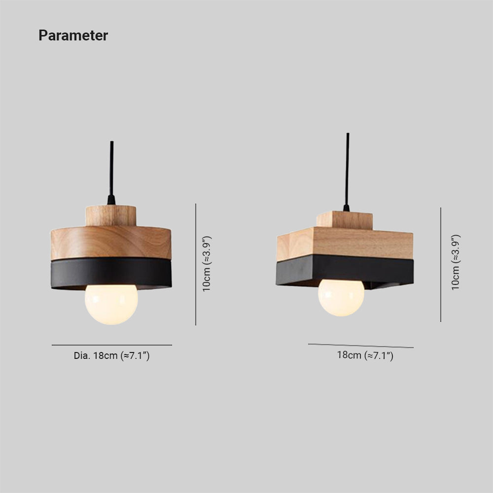 Aria Minimalist Black & White Wood Geometric Pendant Light - Neutralighting