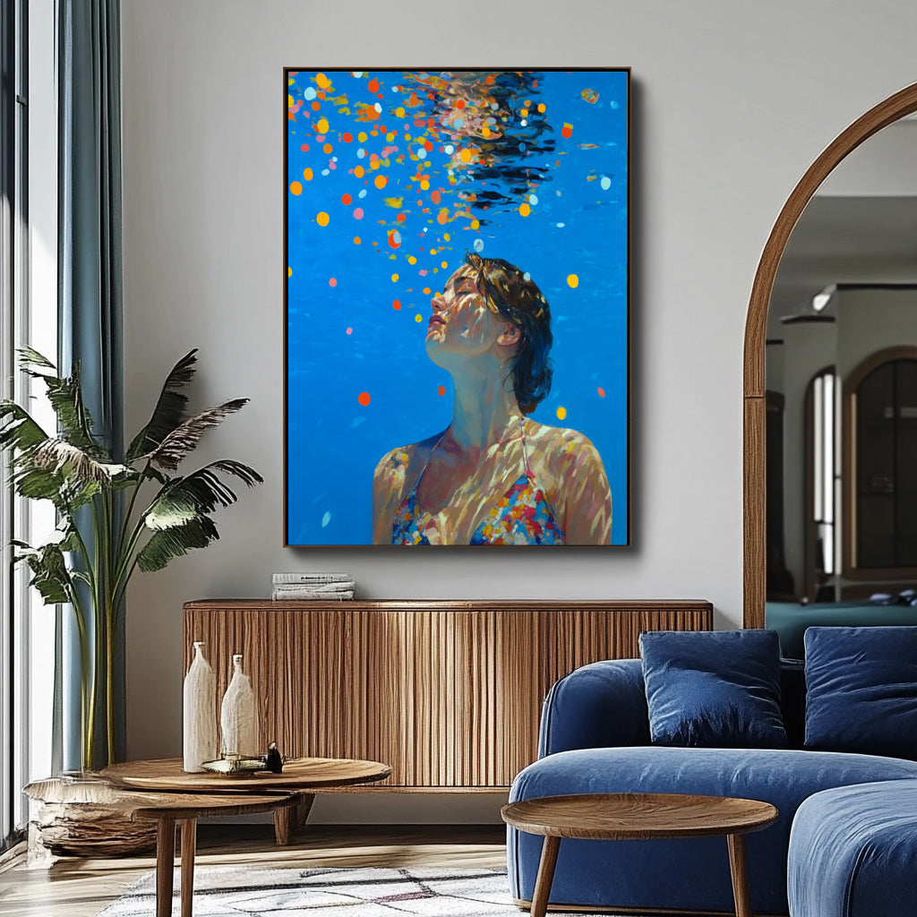 Wall Art Vibrant Swimmer Colorful Dreamy Scene