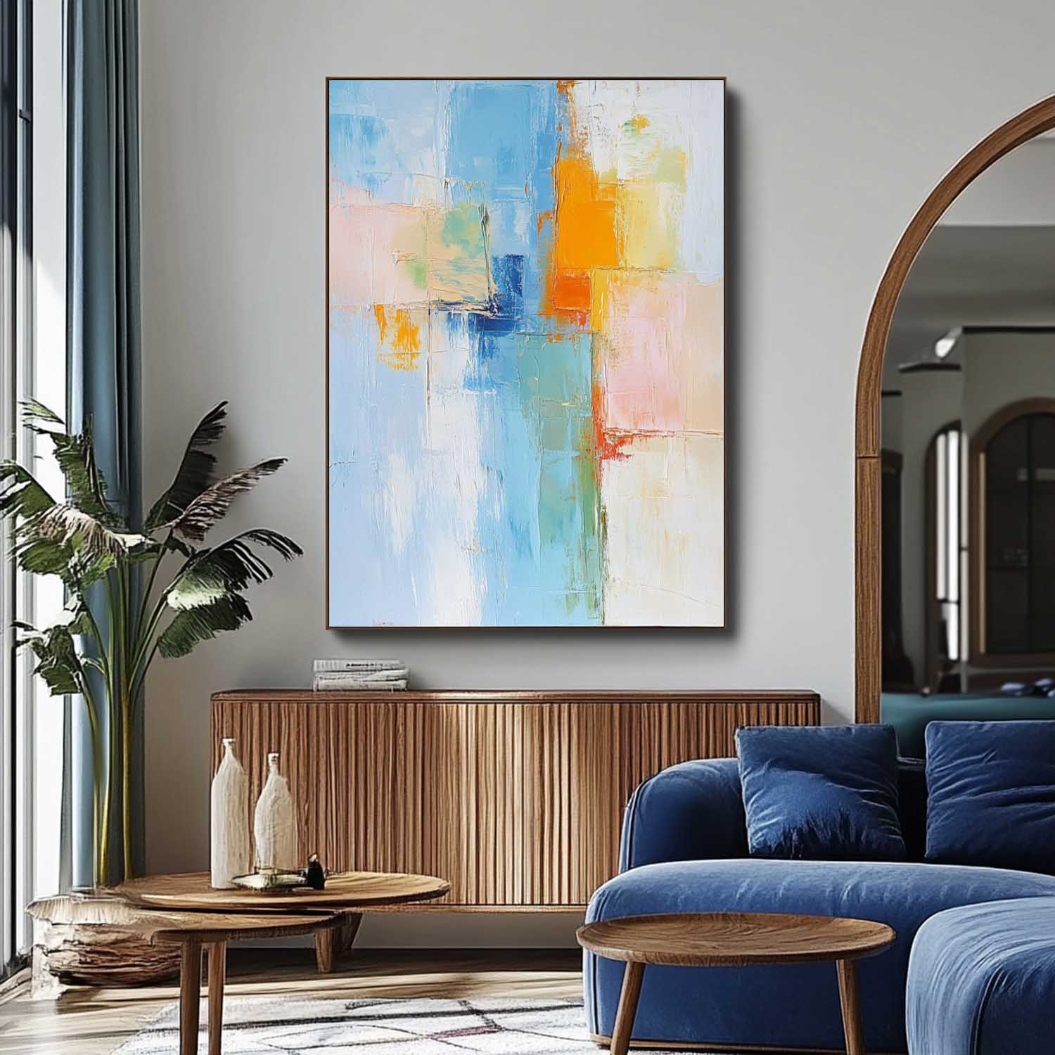 Pastel Abstract Color Block Oil Painting
