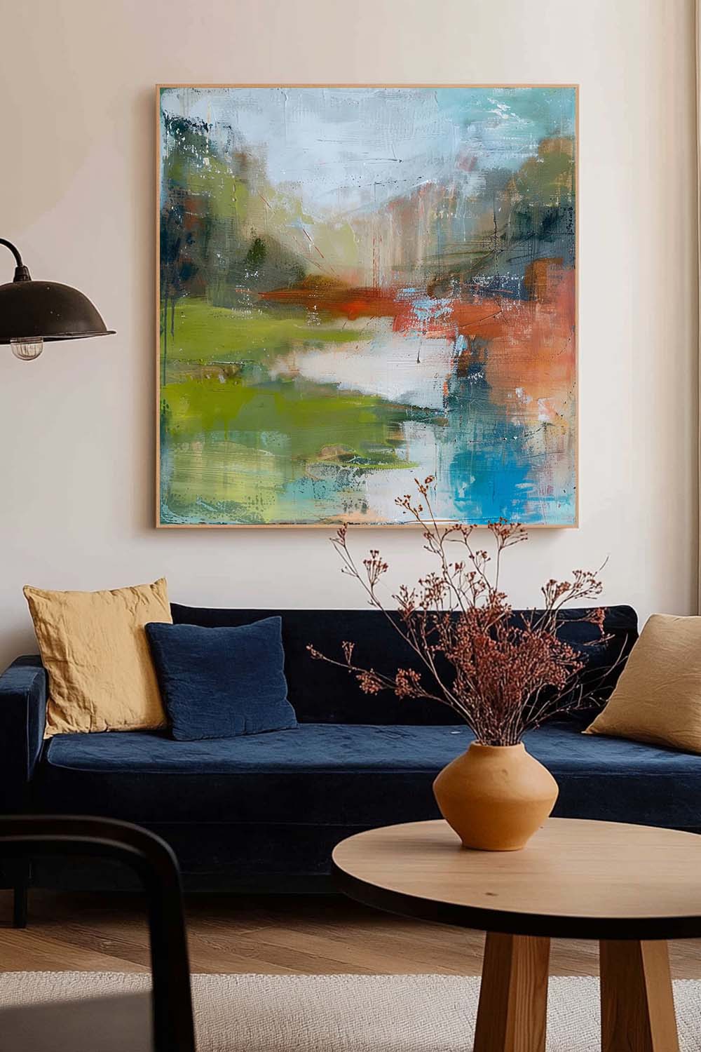 Wall Art Abstract Mountain Lake Reflection