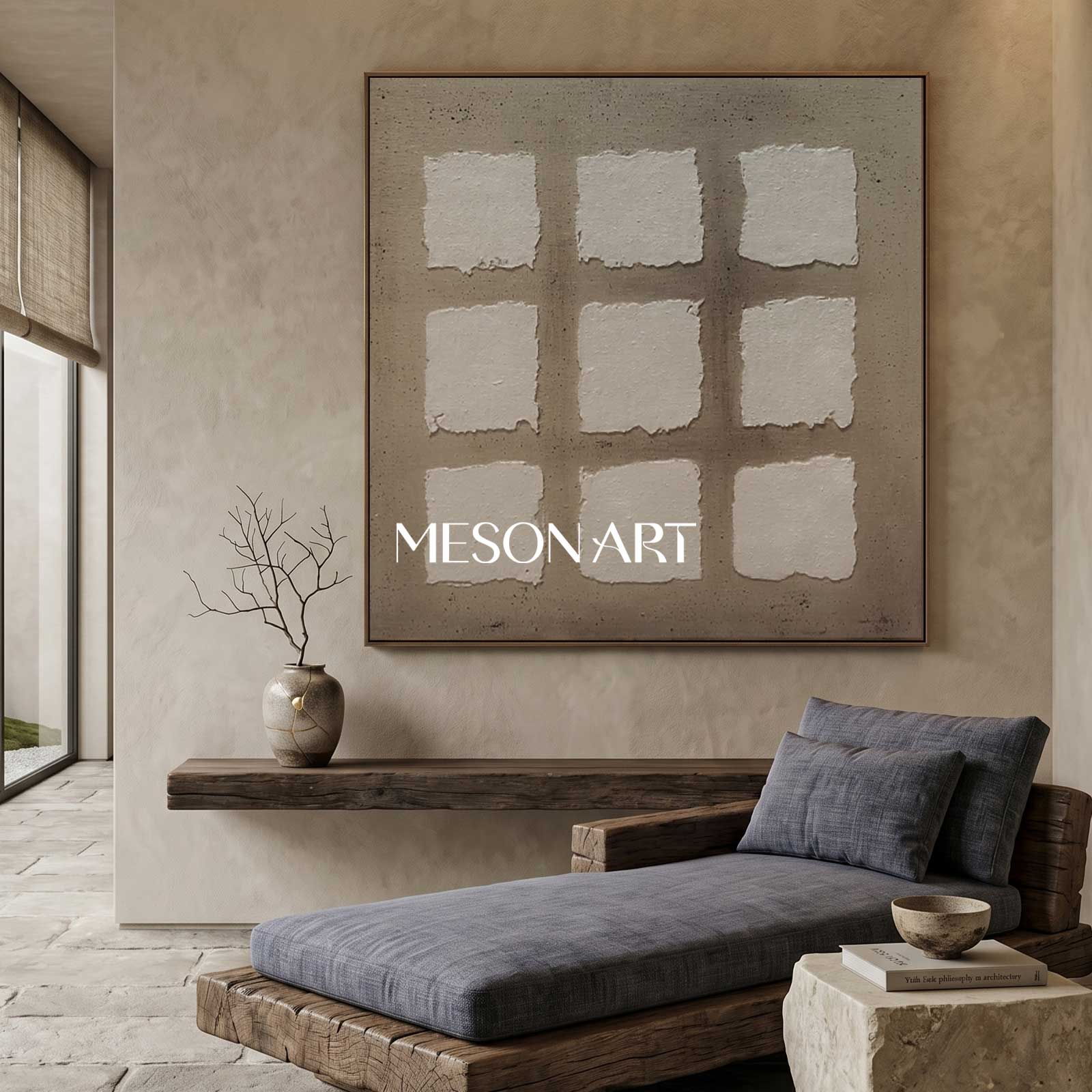 Wabi-Sabi Wall Art Minimalist Grid Texture Painting