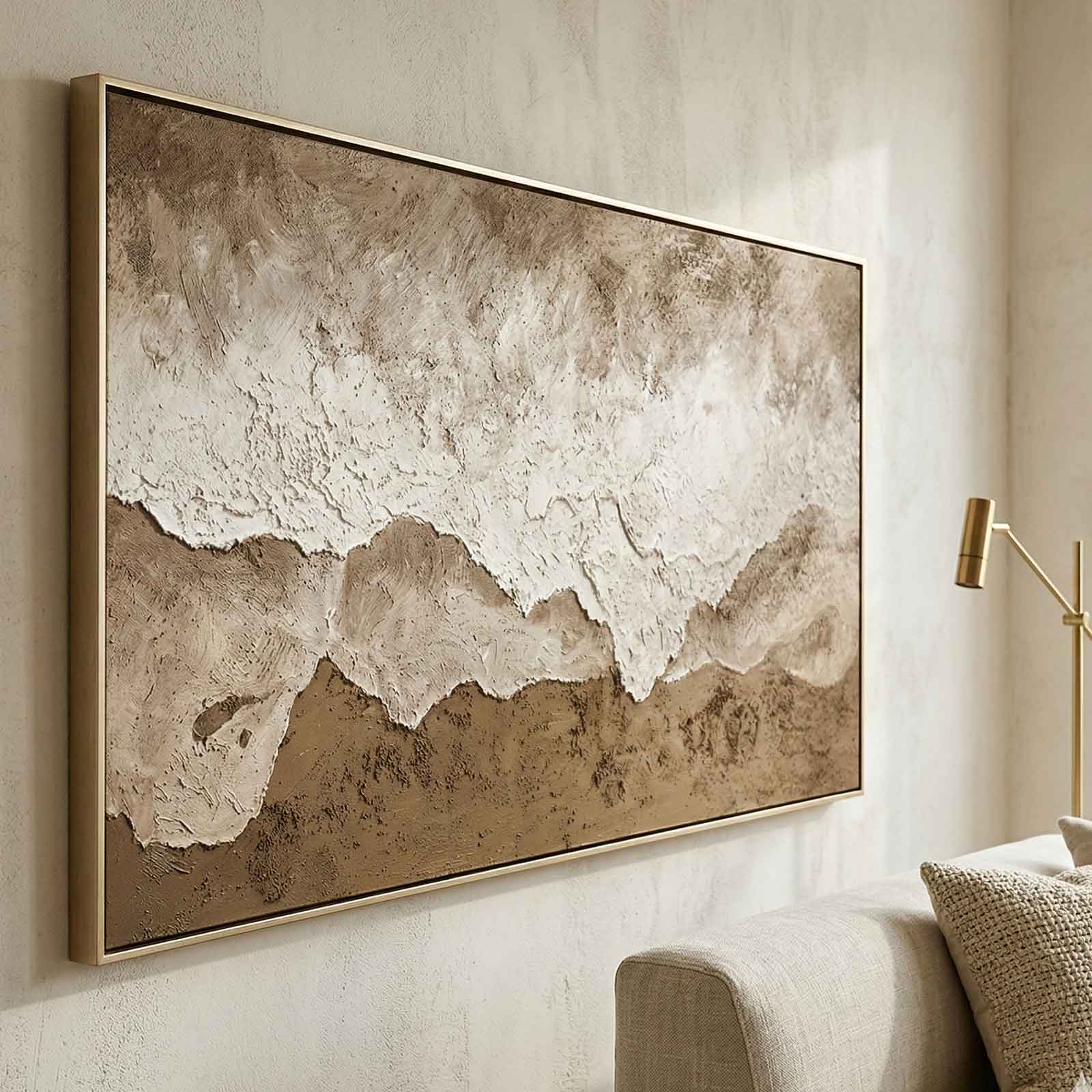 Minimalist 3D Textured Landscape Painting Warm Neutral