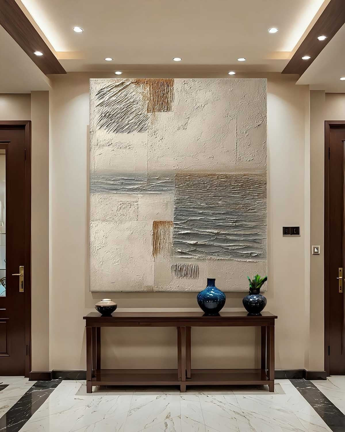 Wall Art Vertical Textured Abstract Landscape Scene Muted