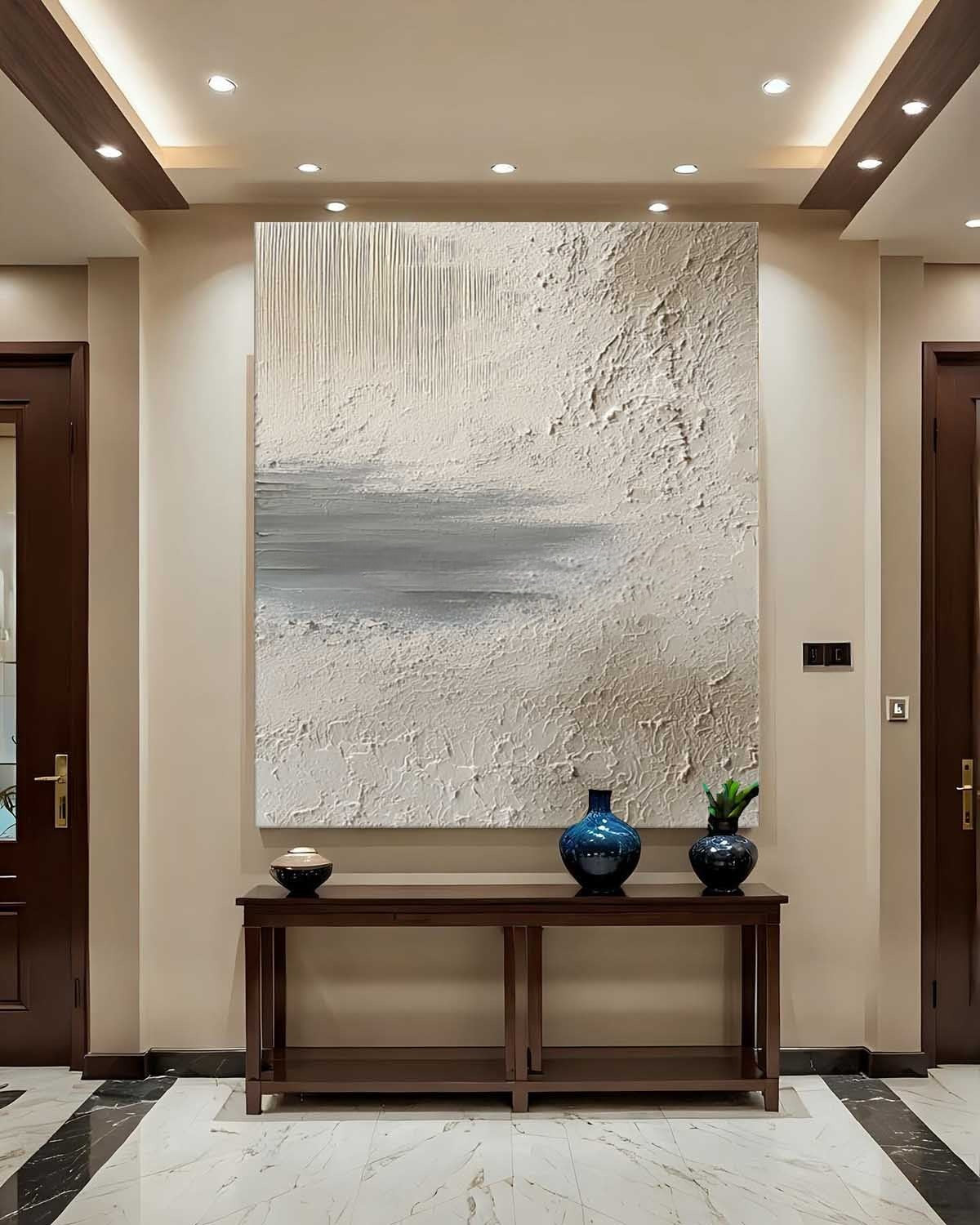 Wall Art Vertical Textured Abstract Landscape Scene Muted Earthy