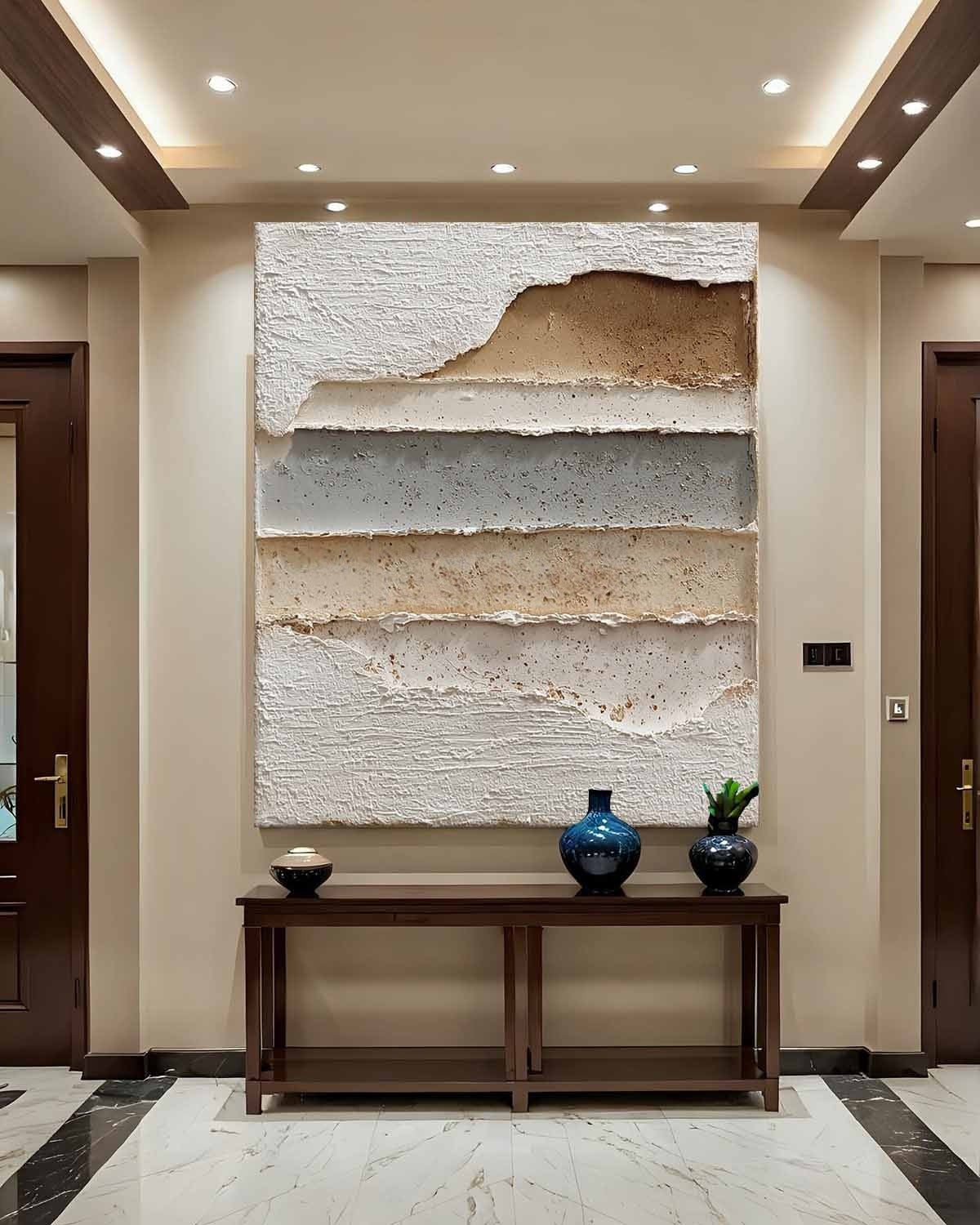 Wall Art Vertical Textured Abstract Layered Scene Muted
