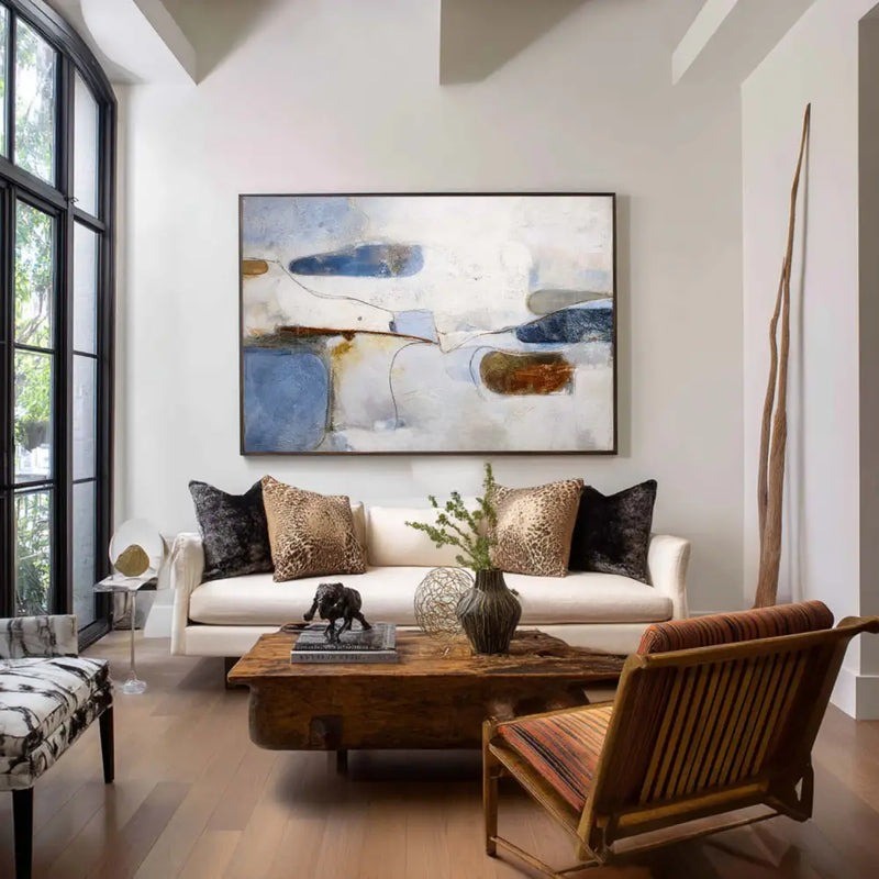 Blue Beige Abstract Painting