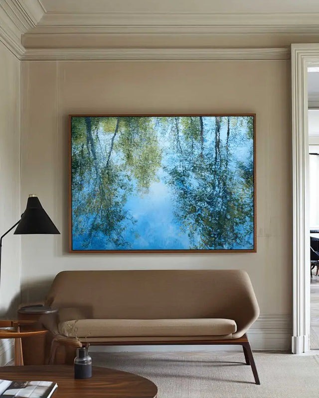 Blue Forest Reflection Nature Painting