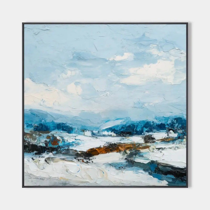 Blue White Abstract Coastal Painting