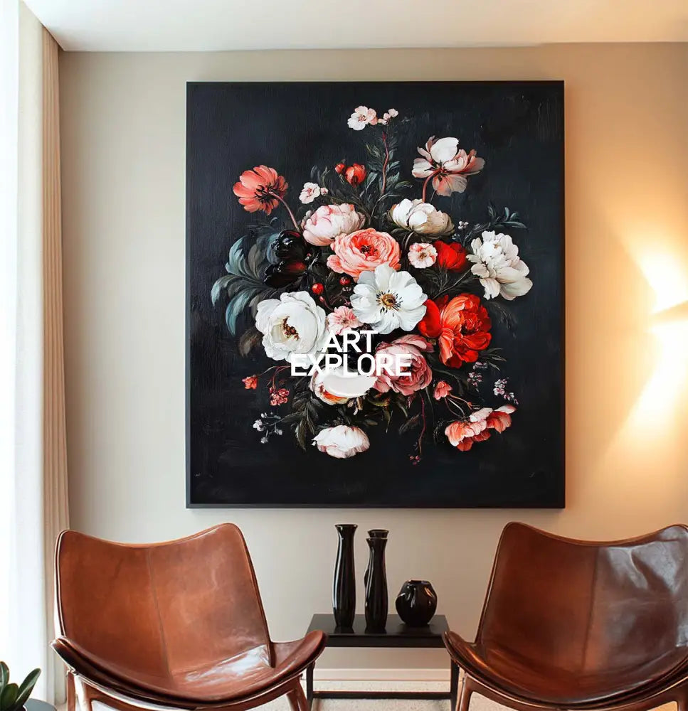 Baroque Peony Bouquet Oil Painting