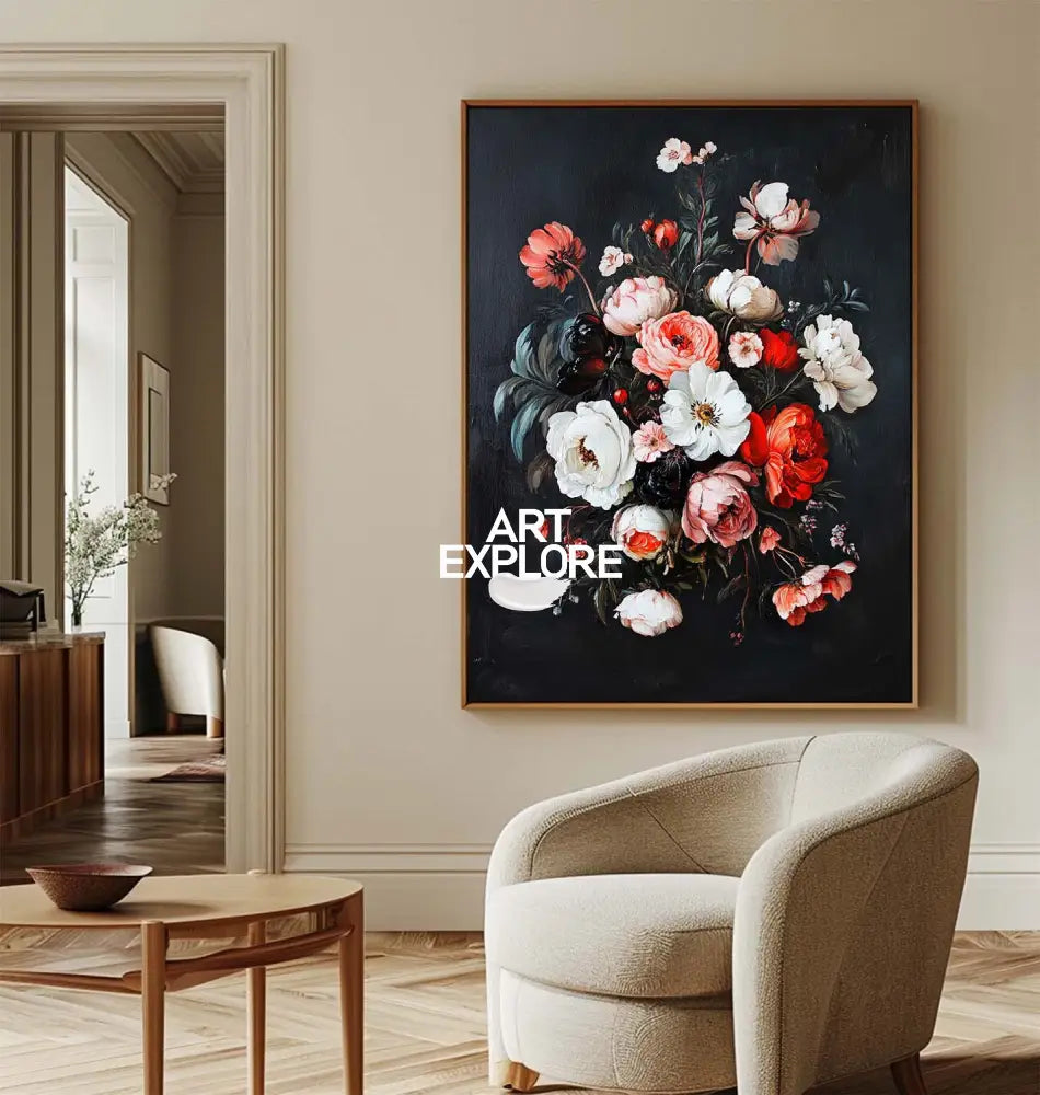Baroque Peony Bouquet Oil Painting