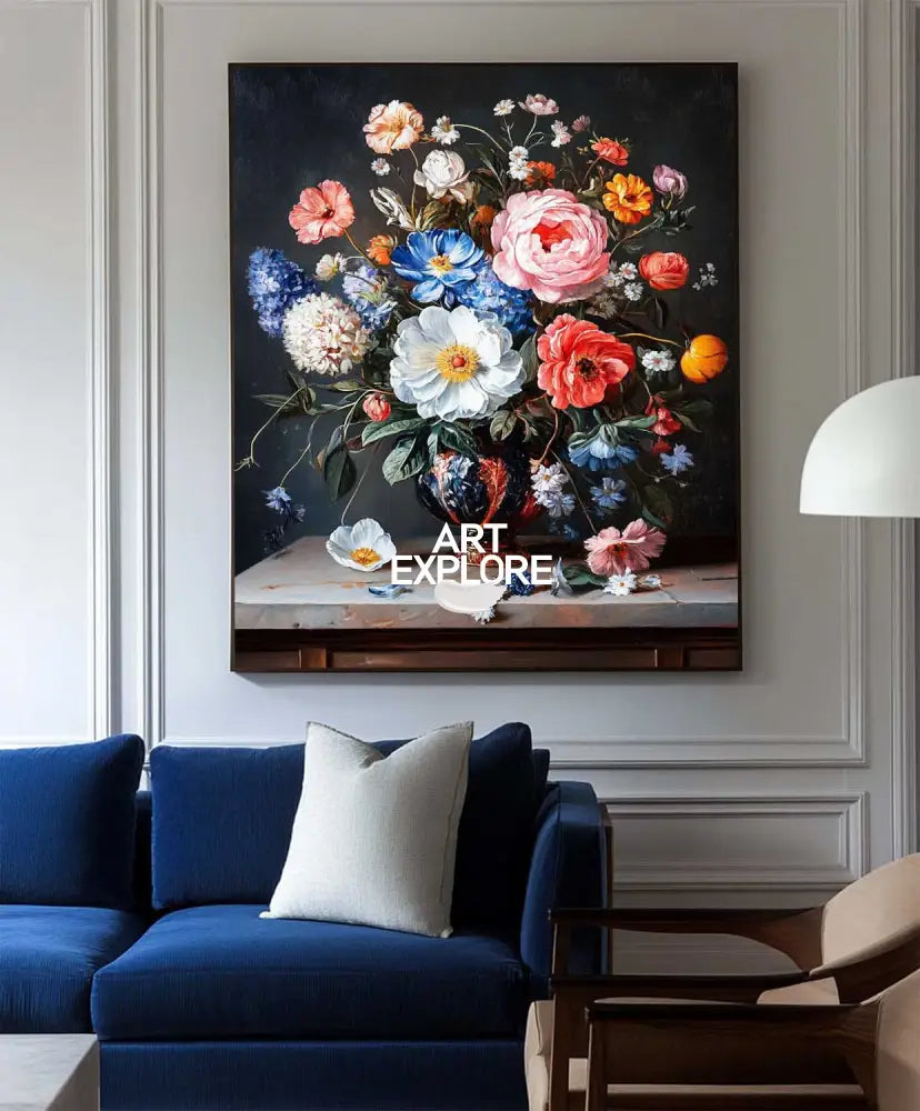 Vintage Floral Bouquet Oil Painting
